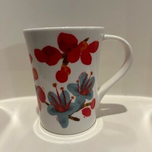 Starbucks Floral Ceramic Mug with Red and Blue Design